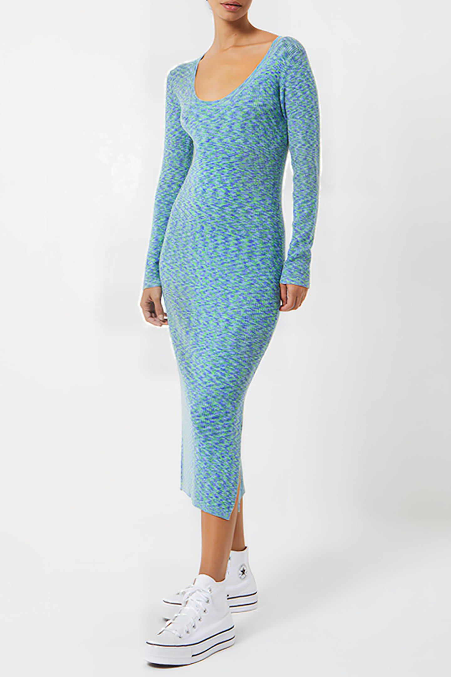 JANNA SPACE DYE MIDI DRESS GREEN FLASH MULTI 4