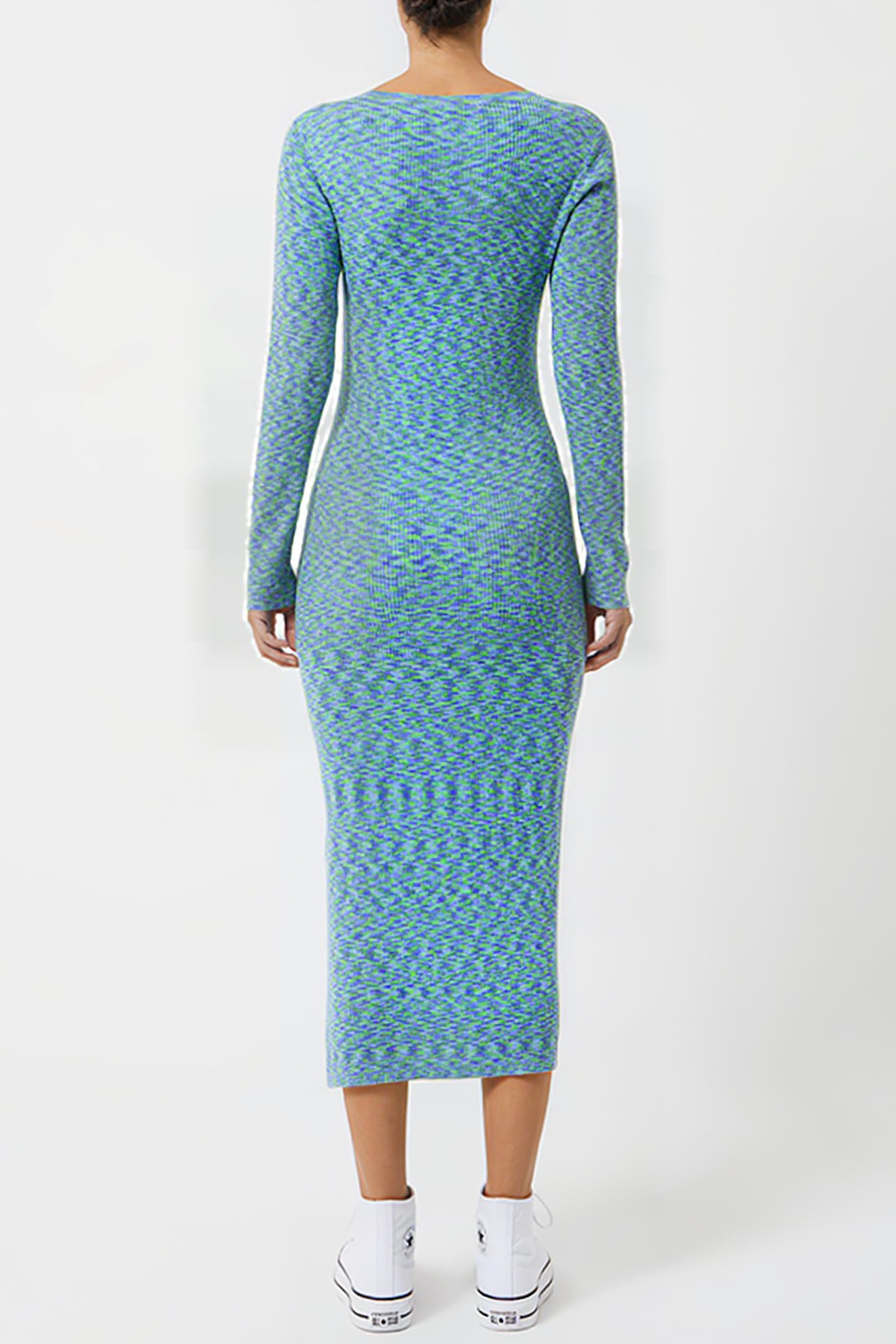 JANNA SPACE DYE MIDI DRESS GREEN FLASH MULTI 2