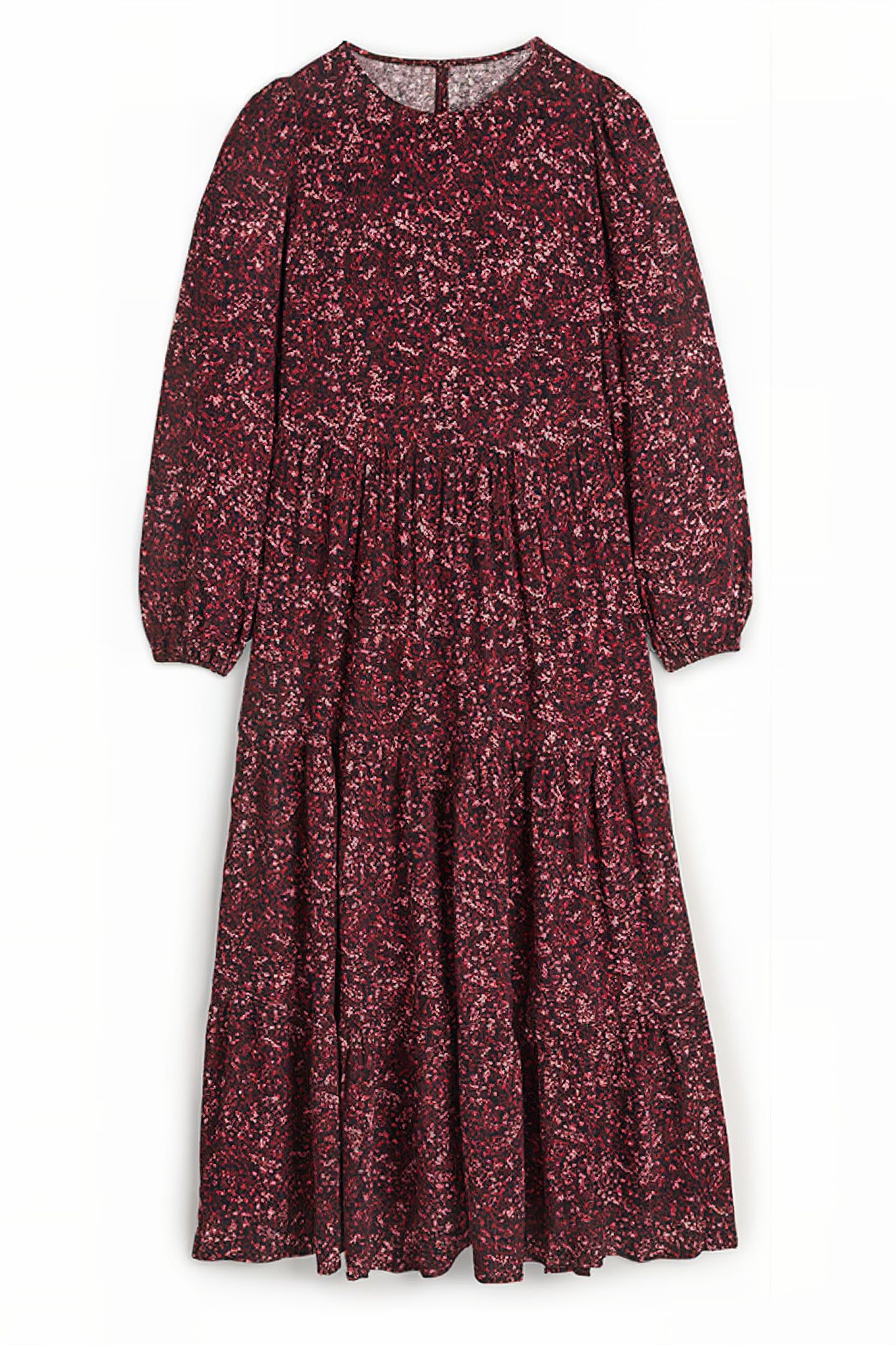 CREW NECK TIERED DRESS RED 5