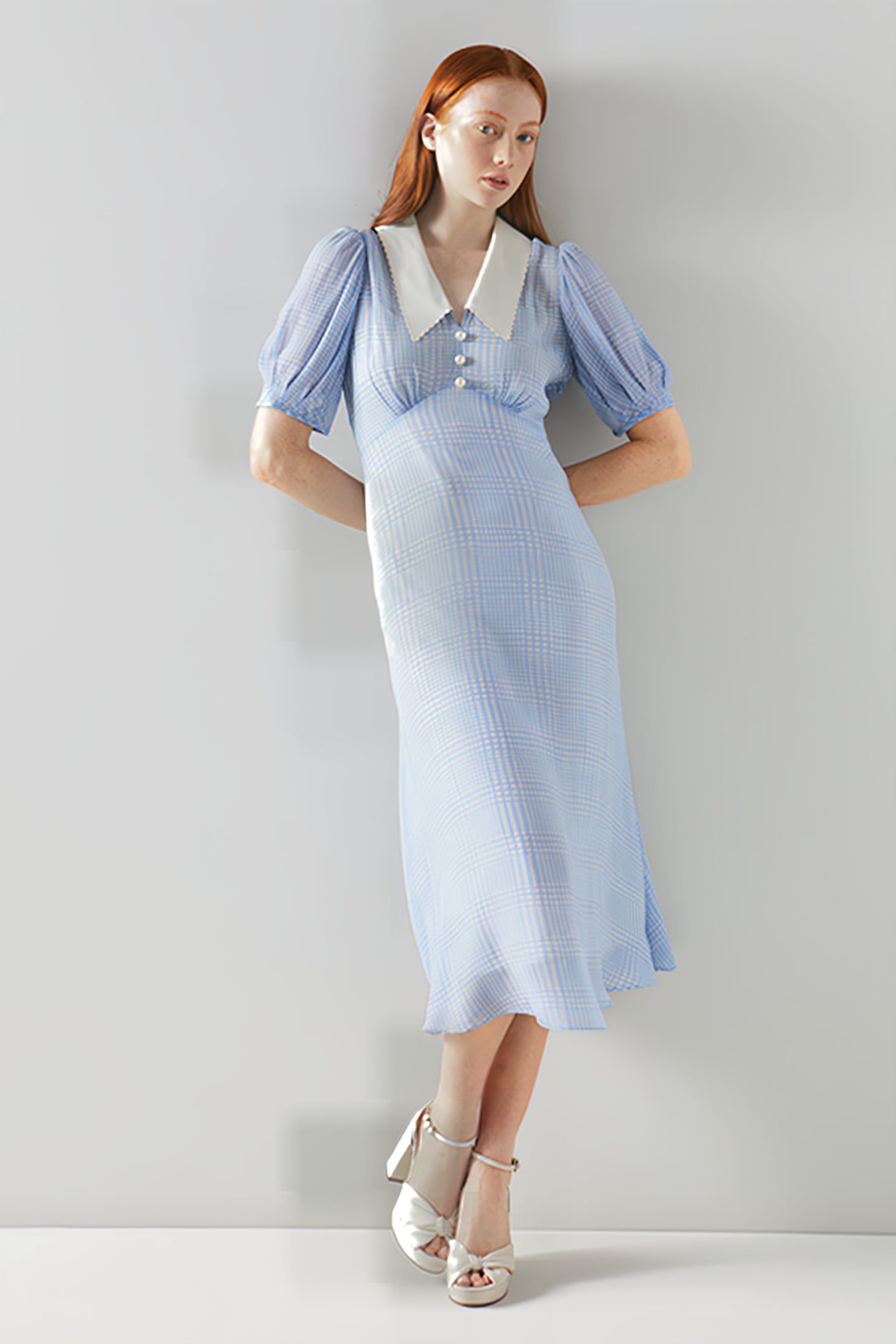 BEECHAM SHIRT DRESS BLUE/CREAM 2