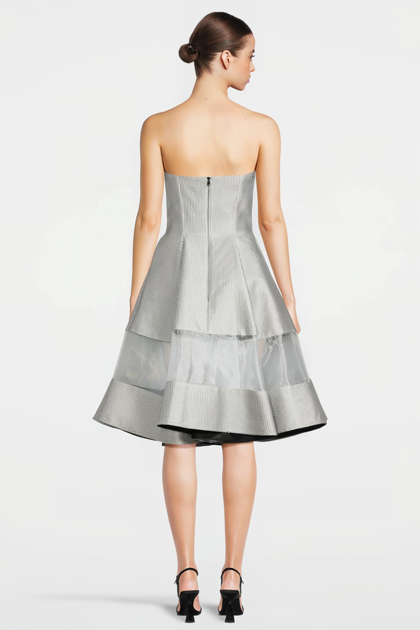 WOMEN‘S MIDI CORSET DRESS WITH SWAROVSKI CRYSTALS SILVER GRA 2
