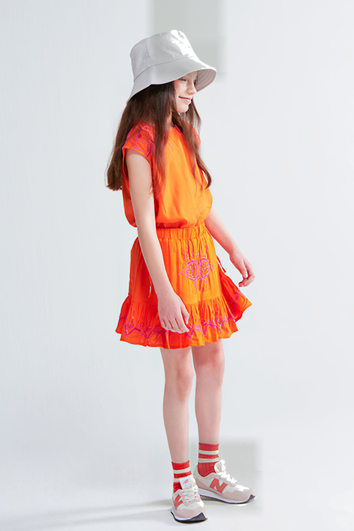 GA- ETHNIC SKIRT JILL&MITCH BY SHOEBY ORANGE 2