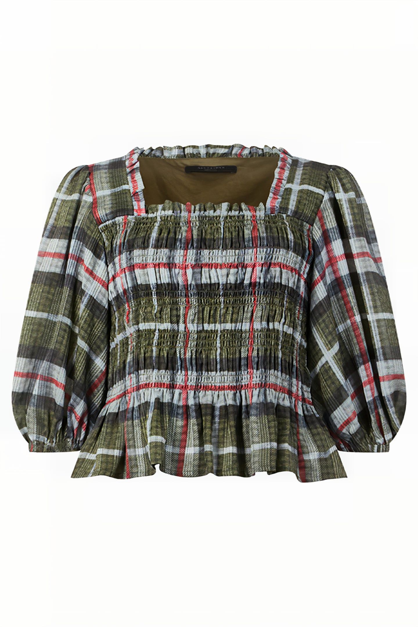 LIA CHECK TOP KHAKI GREEN 7