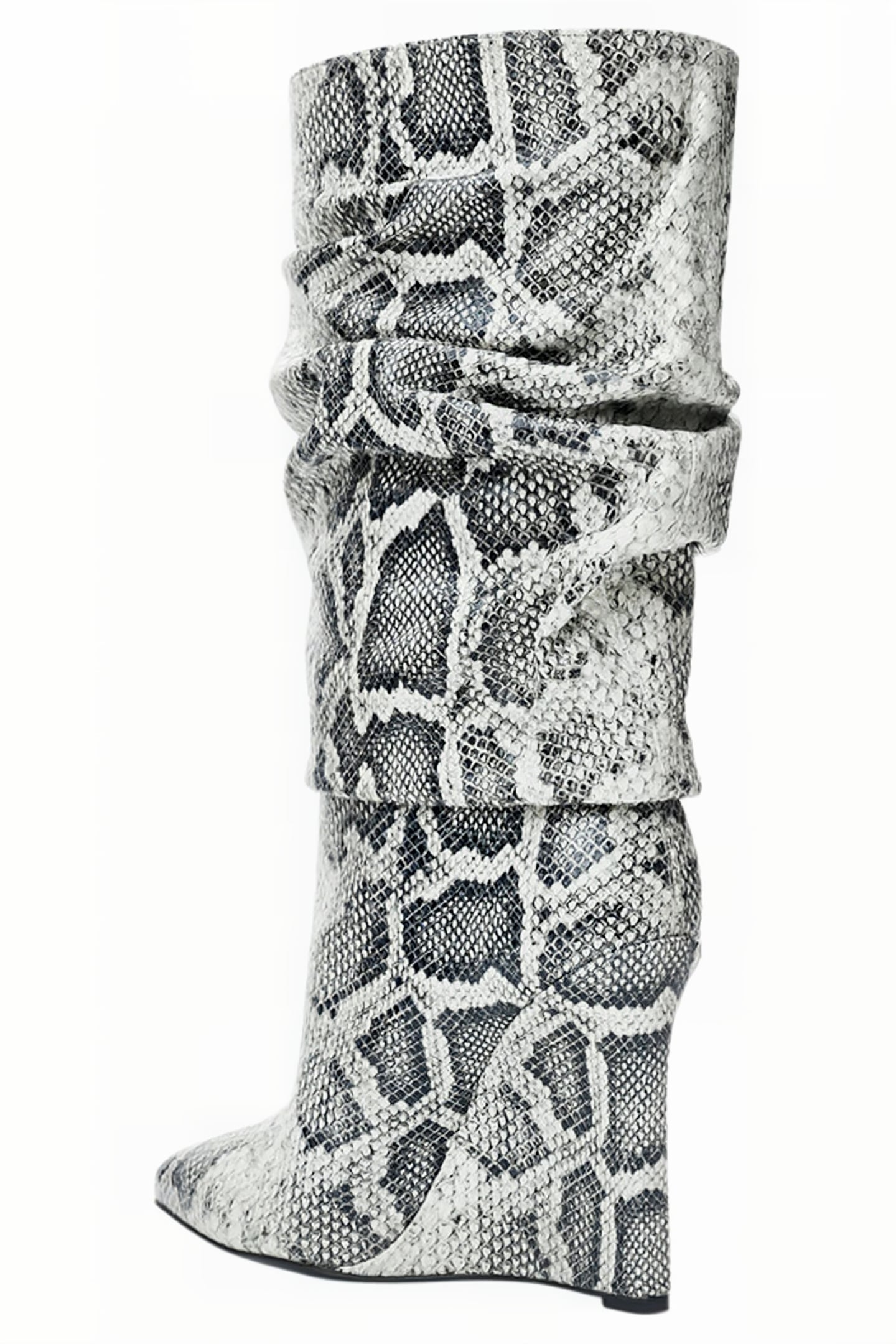 PYTHON-EMBOSSED WEDGE BOOTS WHITE SNAKE 4