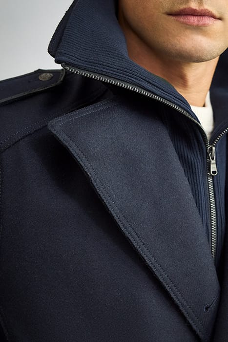 NAVY BLUE RECYCLED WOOL COAT 5