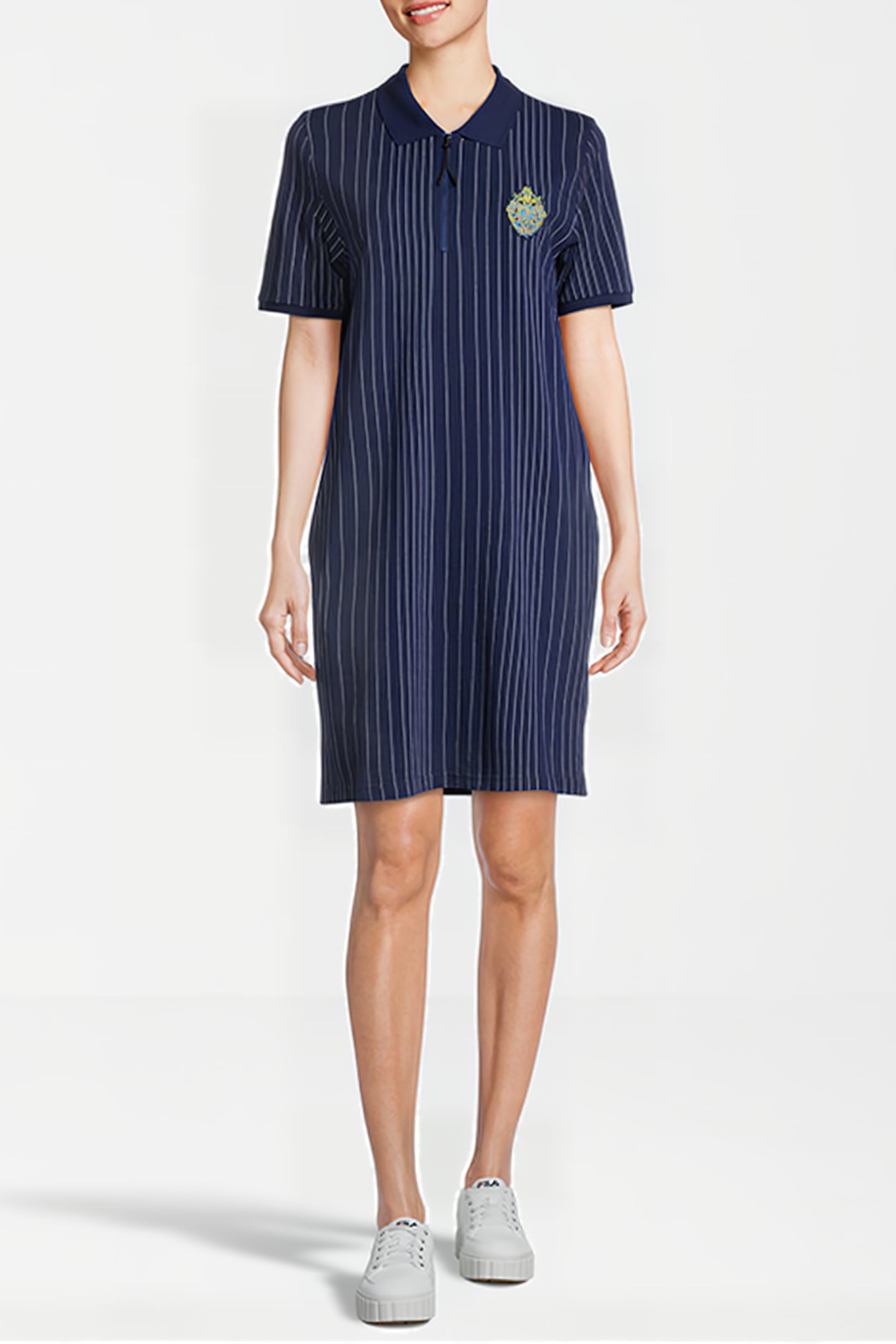 TREPLIN STRIPED POLO DRESS MEDIEVAL BLUE/ANTIQUE WHITE IRREG 2