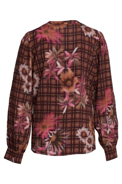 ROUND NECK BALLOON SLV SHIRT BROWN 4
