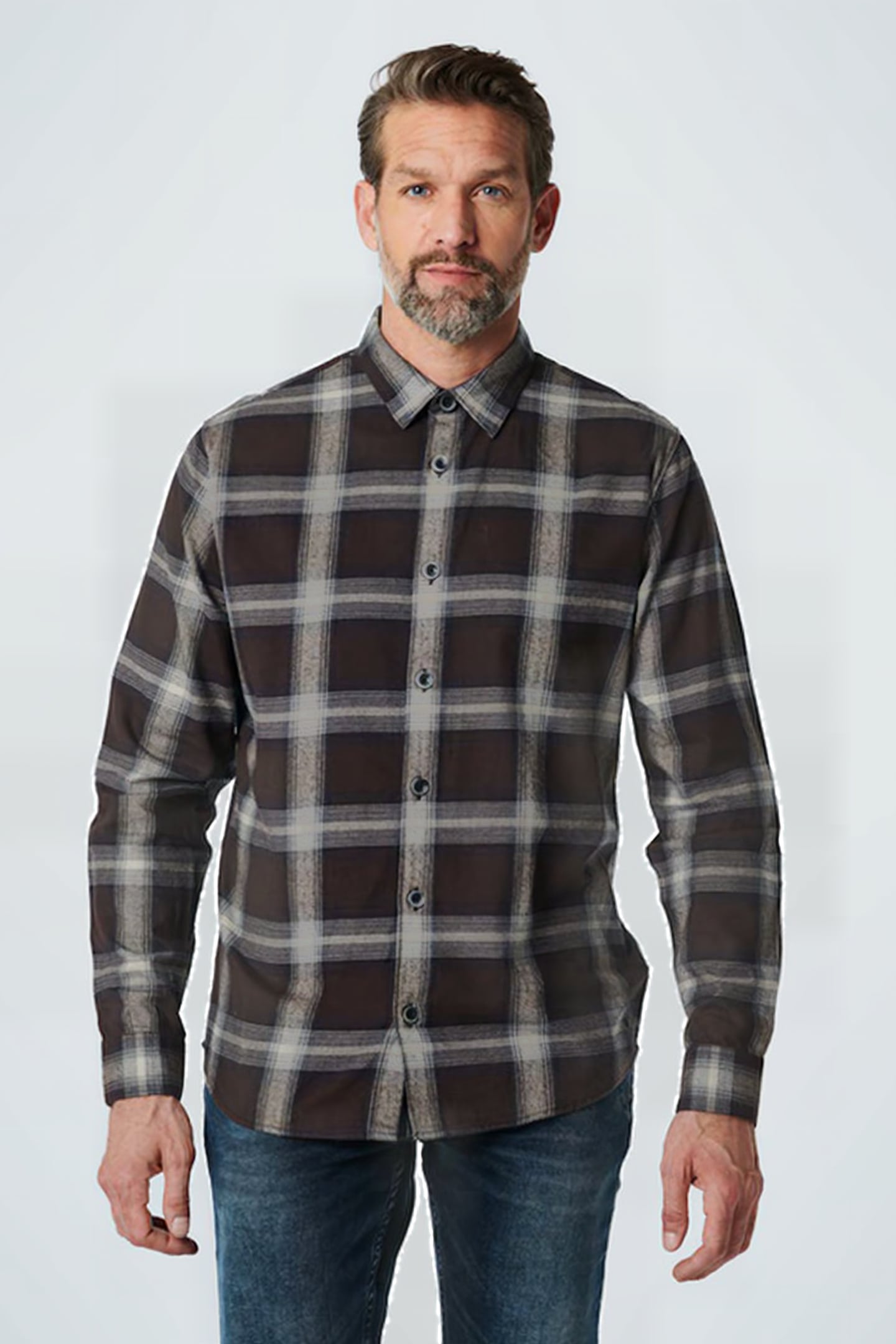 SHIRT CHECK RESPONSIBLE CHOICE COTTON COFFEE 2