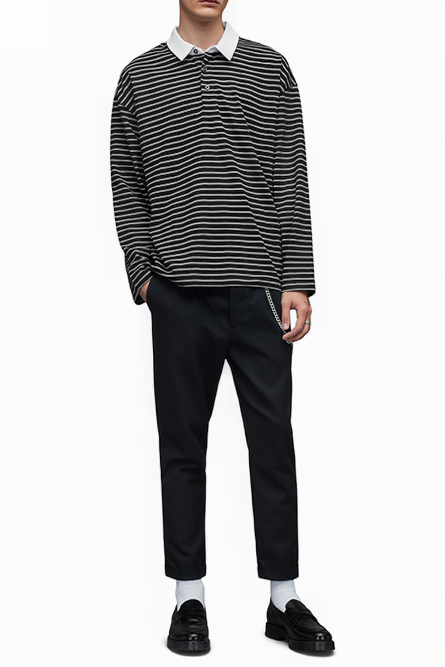 AVE LS POLO JET BLK/CHALK WHT 4