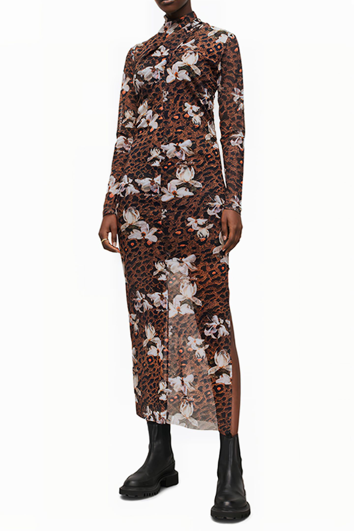 TIA ALESSANDRA DRESS ANIMAL BROWN 1