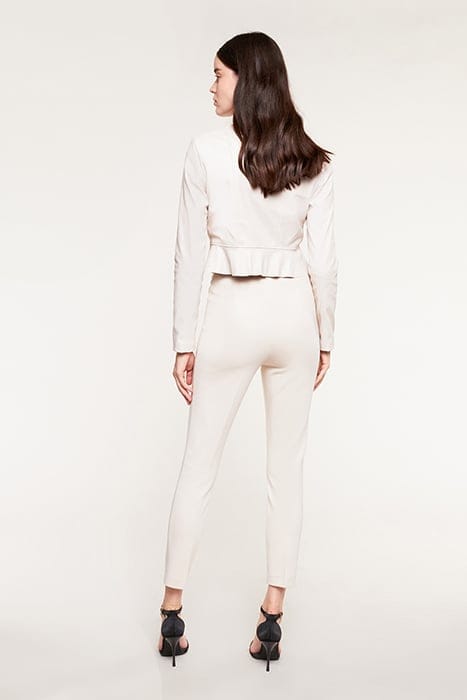 PEPLUM FEATURE, FAUX LEATHER JACKET BEIGE 3
