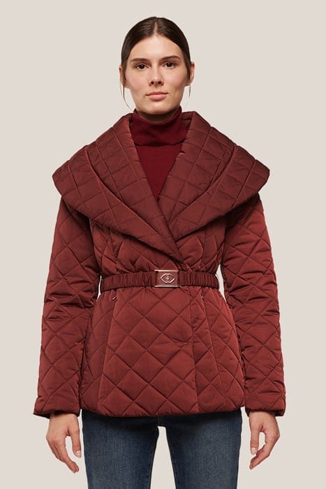 SHAWL NECK SHORT DOWN JACKET RED 2