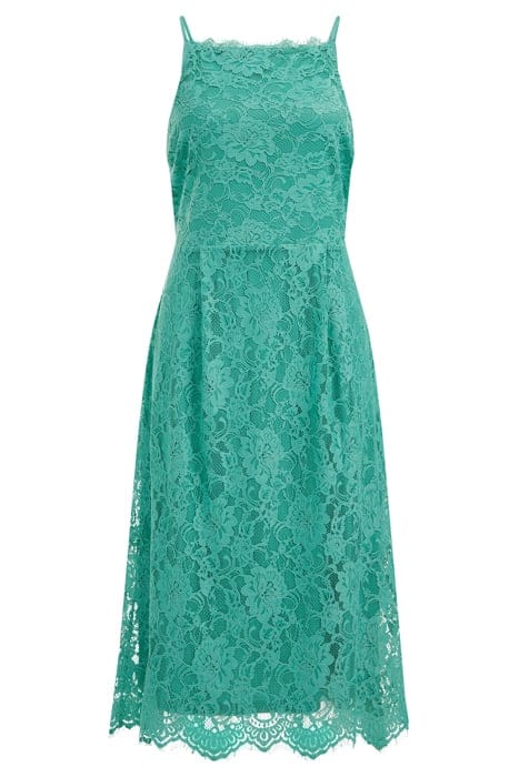 pastel green midi dress Light Green Fruit Print Puff-Sleeve Midi Dress w/ Slit