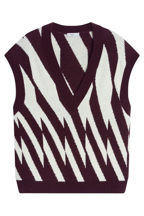 WOMEN V NECK VEST KNITS DARK RAISIN 7