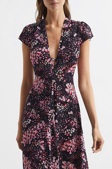 AMIRA MIDI DRESS — BLACK/PINK 3