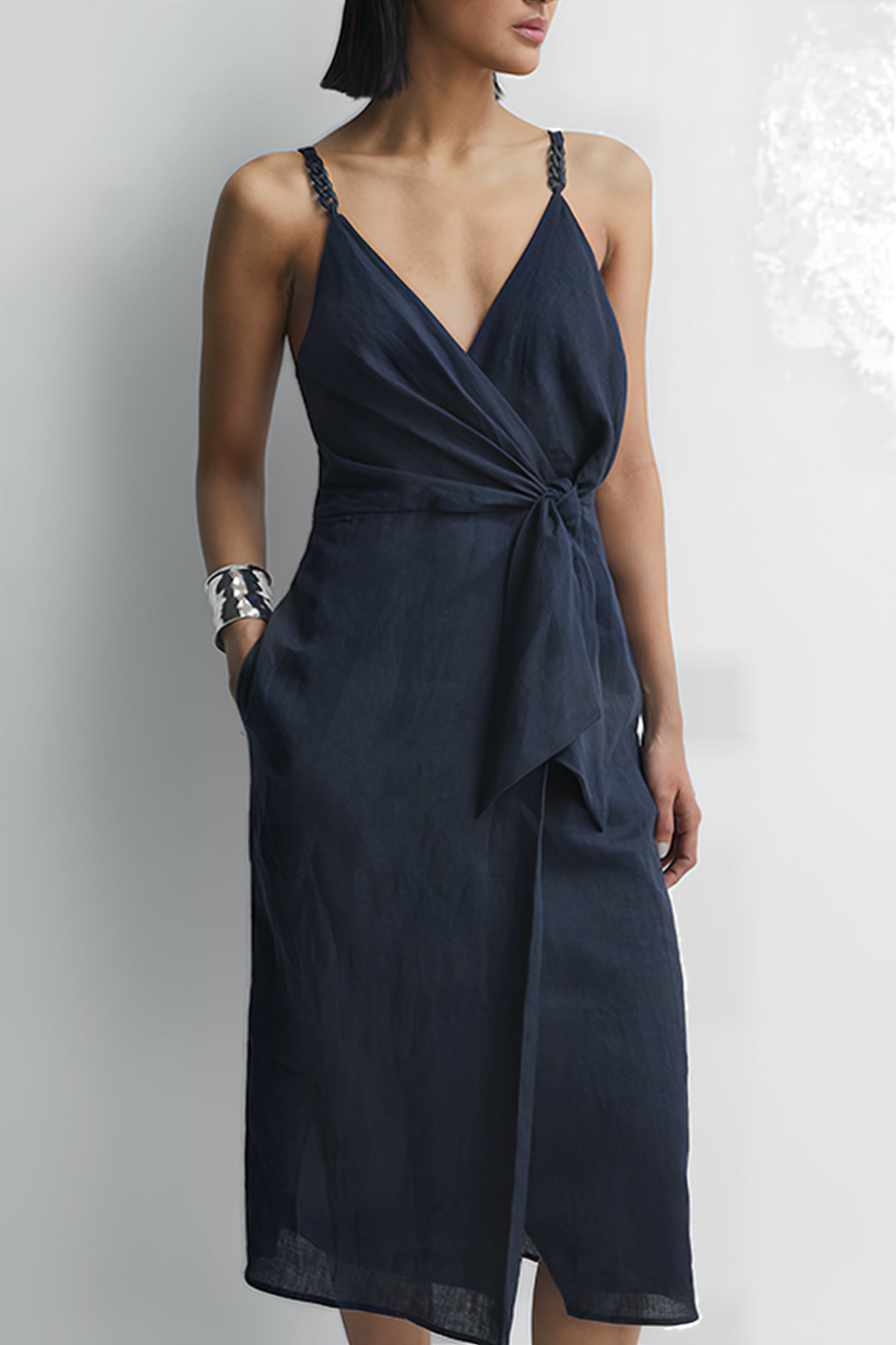 ESME MIDI DRESS — NAVY 1