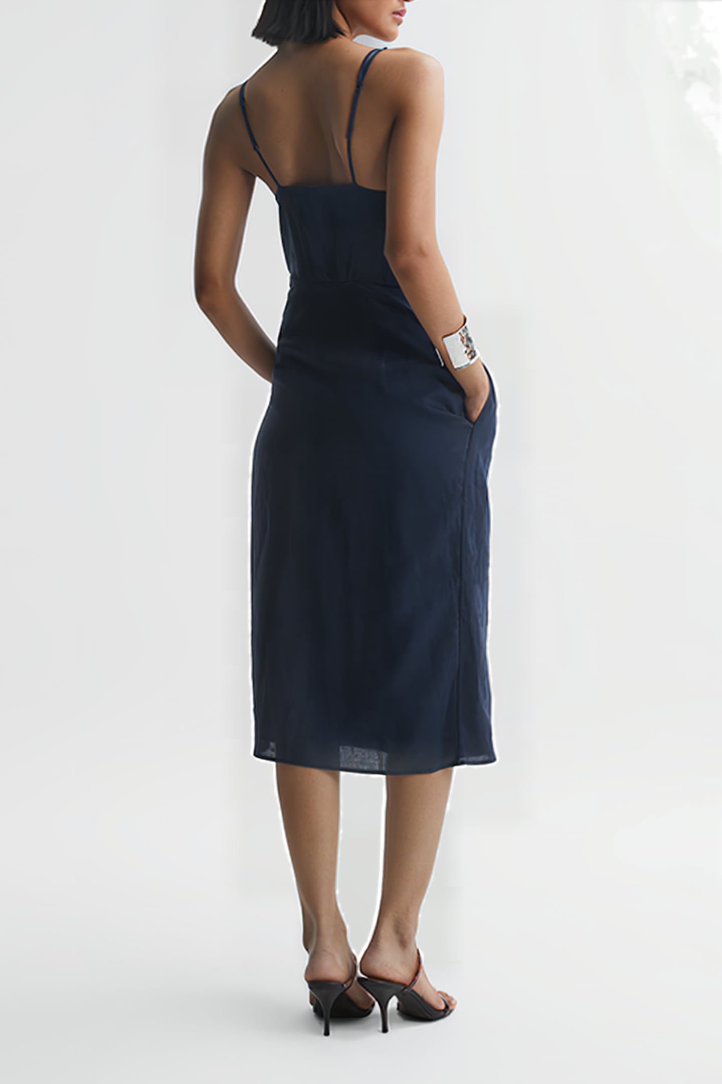 ESME MIDI DRESS — NAVY 2