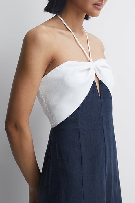 SIAN MIDI DRESS — NAVY/WHITE 4