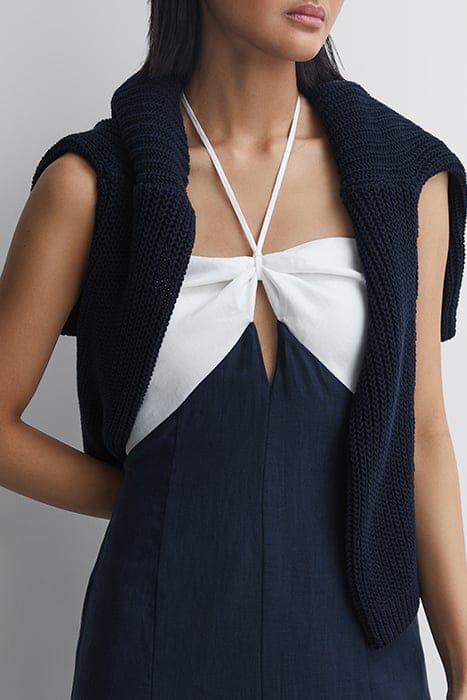SIAN MIDI DRESS — NAVY/WHITE 5