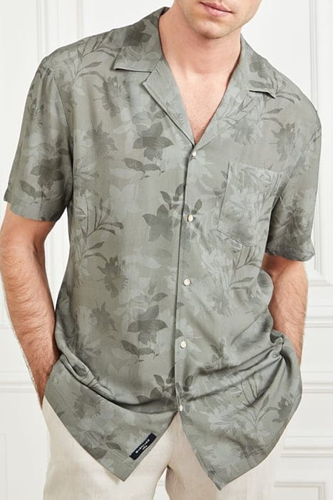 MARCIANO BY GUESS BILLY BOWLING SHIRT MOSSY GREEN FLOWER CAS 4