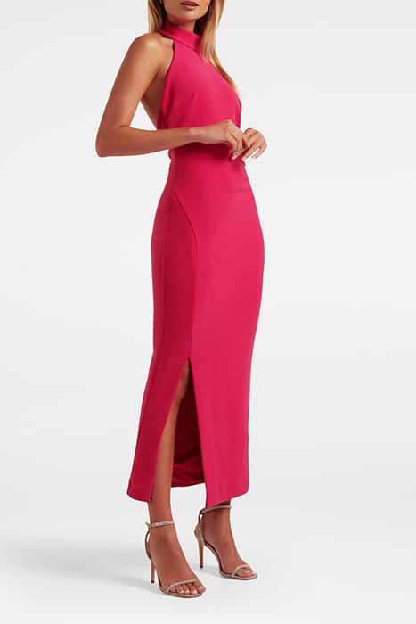 EVA HIGH NECK SPLIT BODYCON BRIGHT ROSE 3