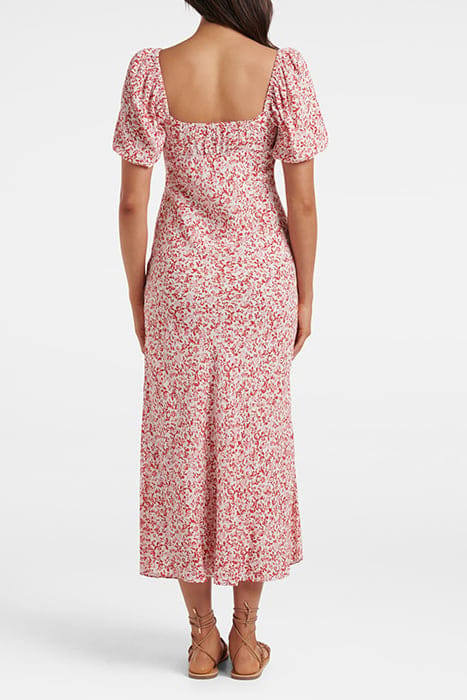 LORELAI RUCHED FRONT MIDI DRESS RED WESTBURY DITSY 2