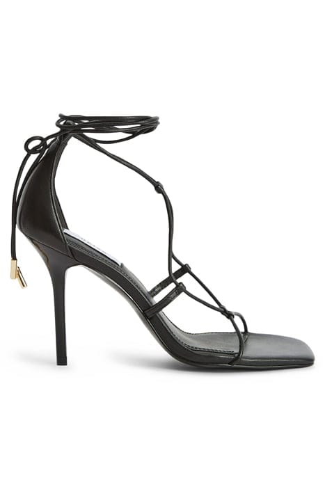 KALI HIGH BLACK SANDALS — SELF-TIE WRAP SILHOUETTE 1