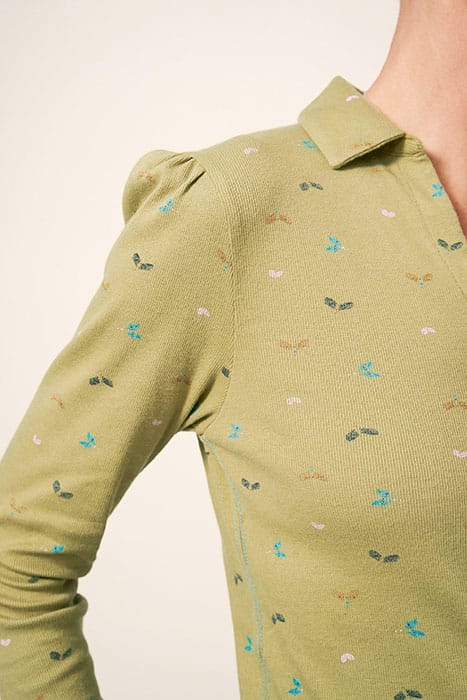 ROSIE RIB JERSEY SHIRT GREEN PRINT 4