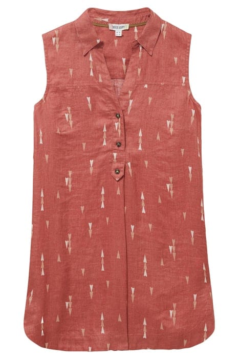 ELSIE SLEEVELESS LINEN TUNIC RED MLT 4