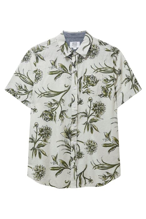 LEAF PRINTED SLIM FIT SHIRT KHAKI GREEN 4