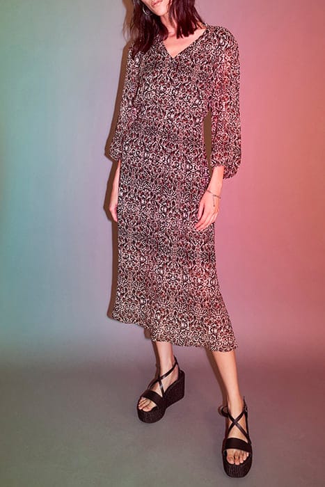 ARABESQUE PRINT LONG DRESS WITH VICTORIAN COLLAR 5