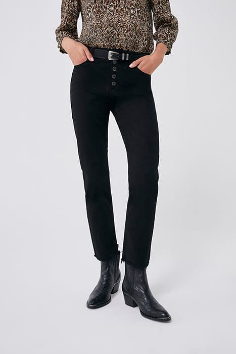BLACK RECYCLED COTTON HIGH-WAIST STRAIGHT JEANS 1