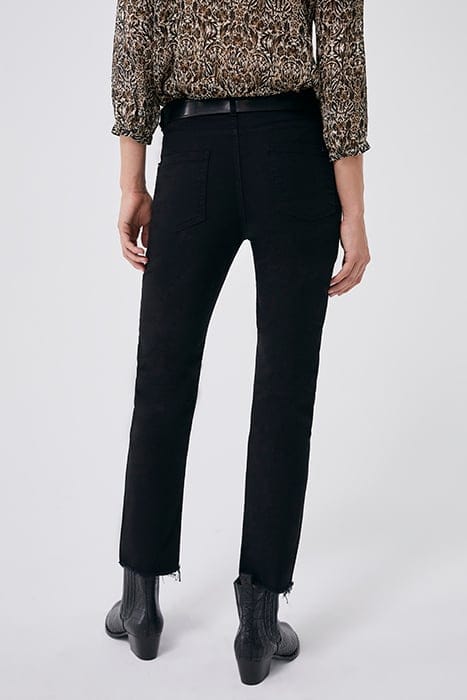 BLACK RECYCLED COTTON HIGH-WAIST STRAIGHT JEANS 2