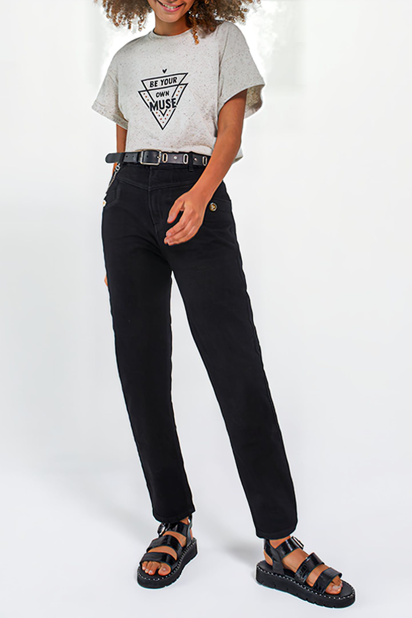 GREY SLOUCHY JEANS WITH DECORATIVE BUTTONS 3