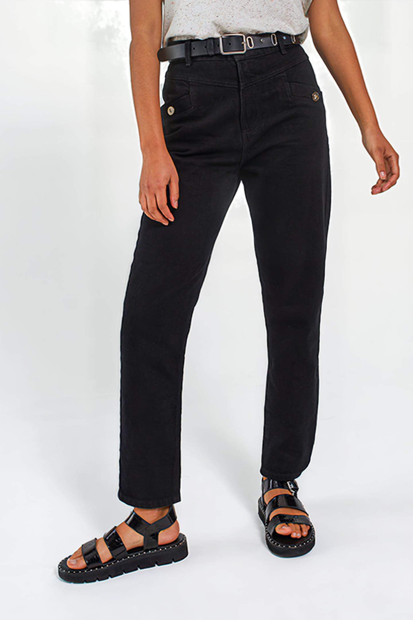 GREY SLOUCHY JEANS WITH DECORATIVE BUTTONS 1