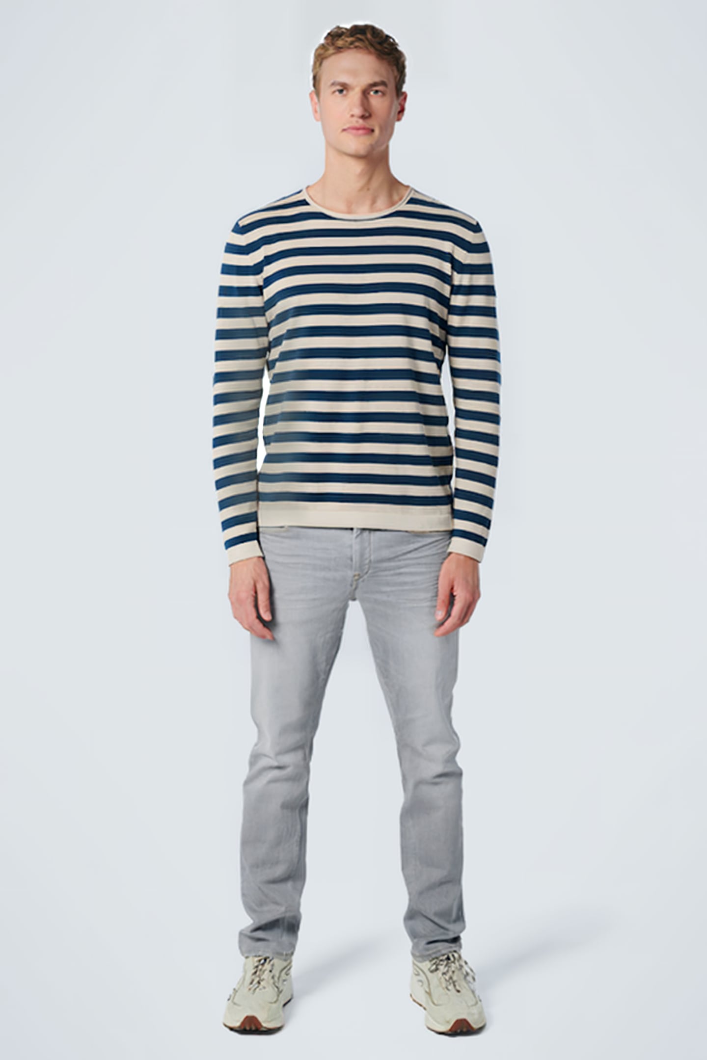 PULLOVER CREWNECK MELANGE STRIPES CARBON BLUE 3