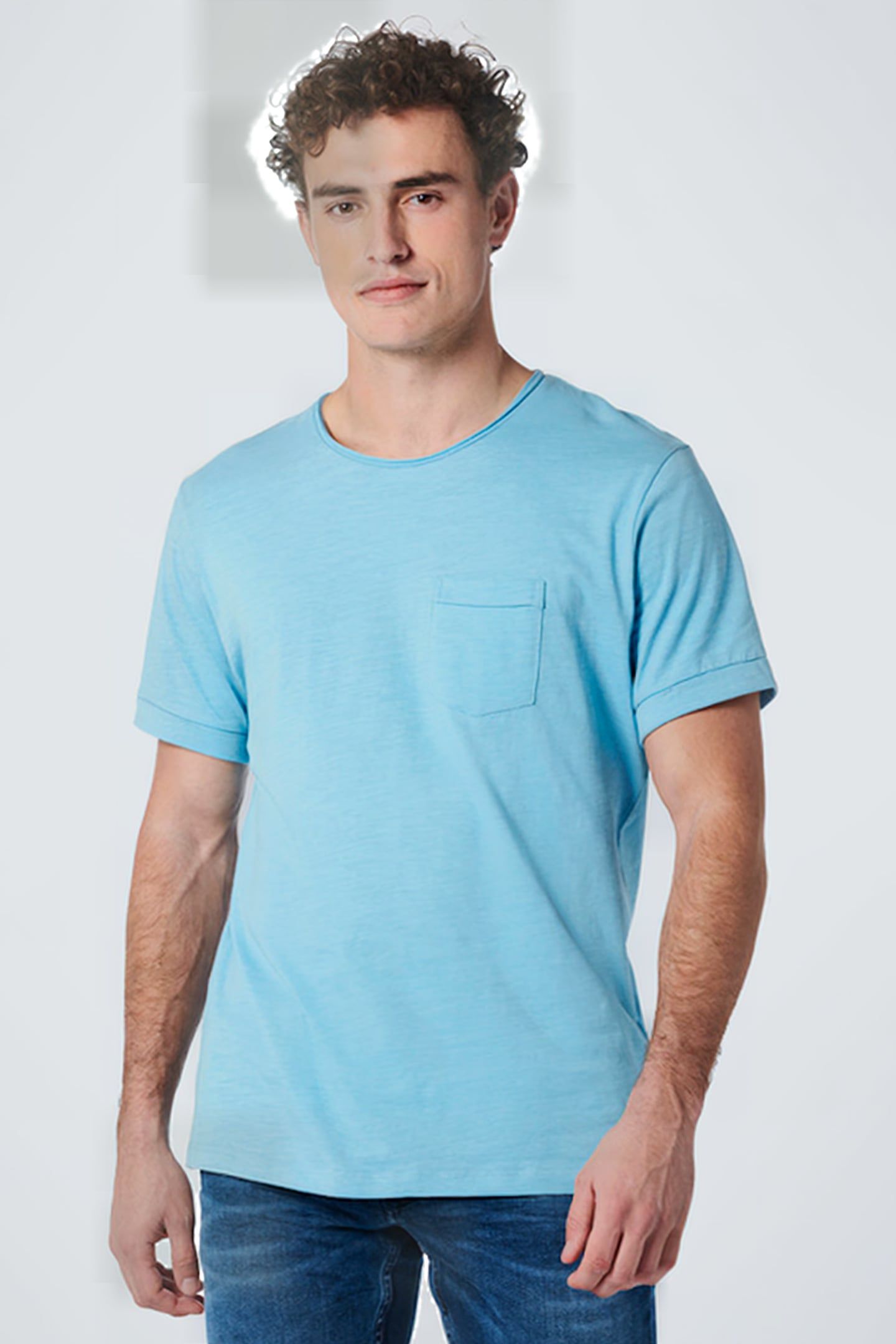 T-SHIRT CREWNECK SLUB LIGHT AQUA 1