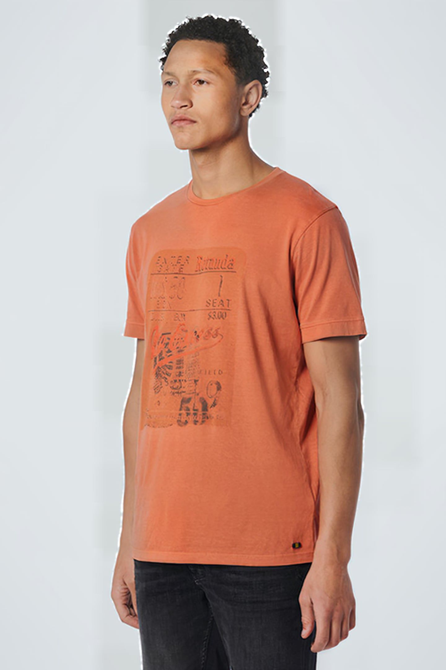 T-SHIRT CREWNECK PRINT GARMENT DYED PAPAYA 1