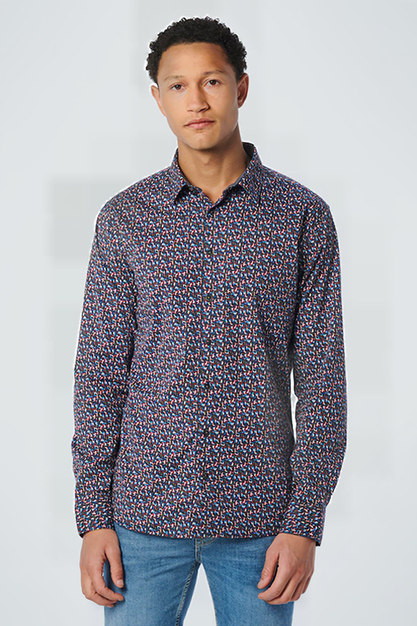 SHIRT STRETCH ALLOVER PRINTED MAUVE 1