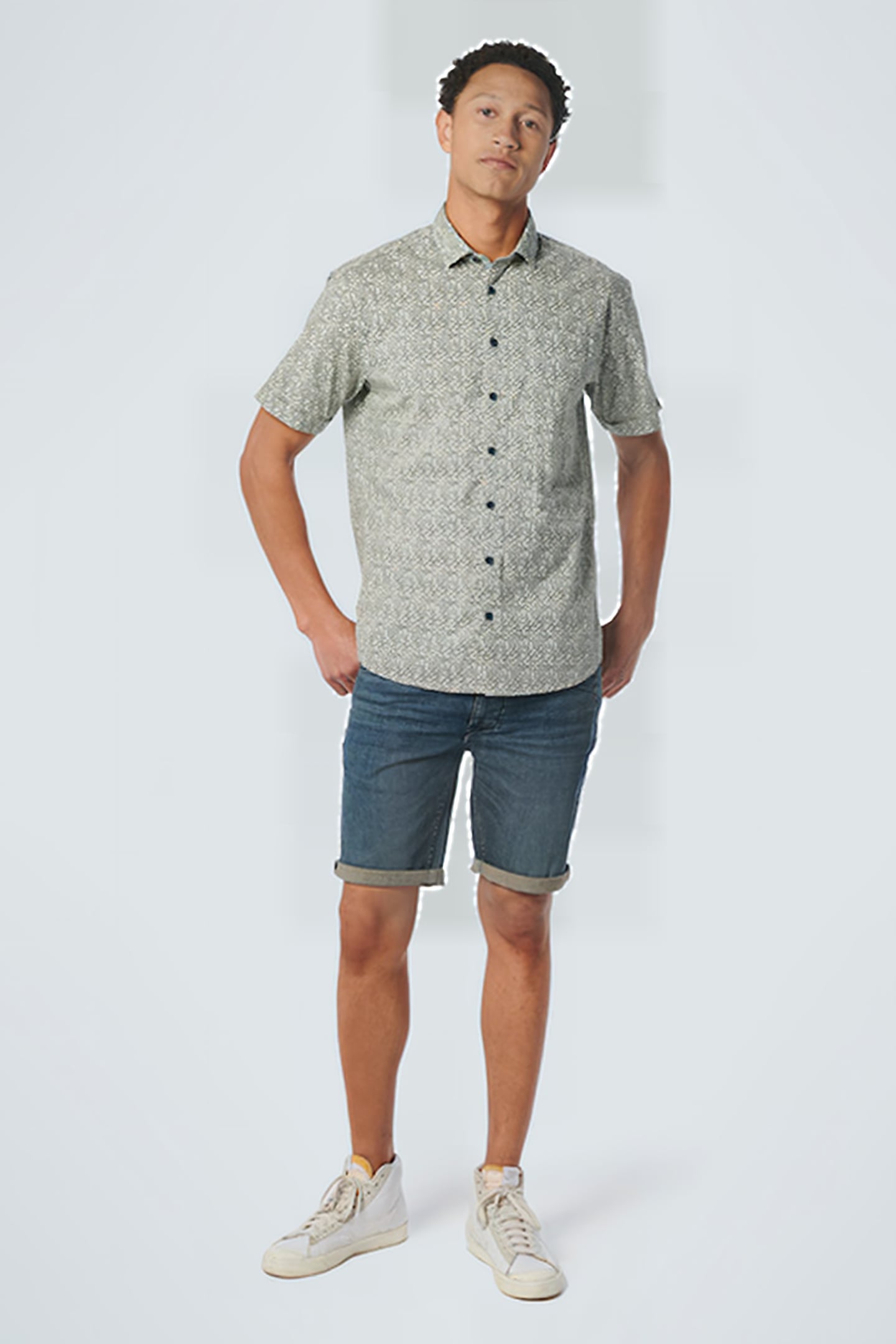 SHIRT SHORT SLEEVE ALLOVER PRINTED STRETCH LIGHT AQUA 3