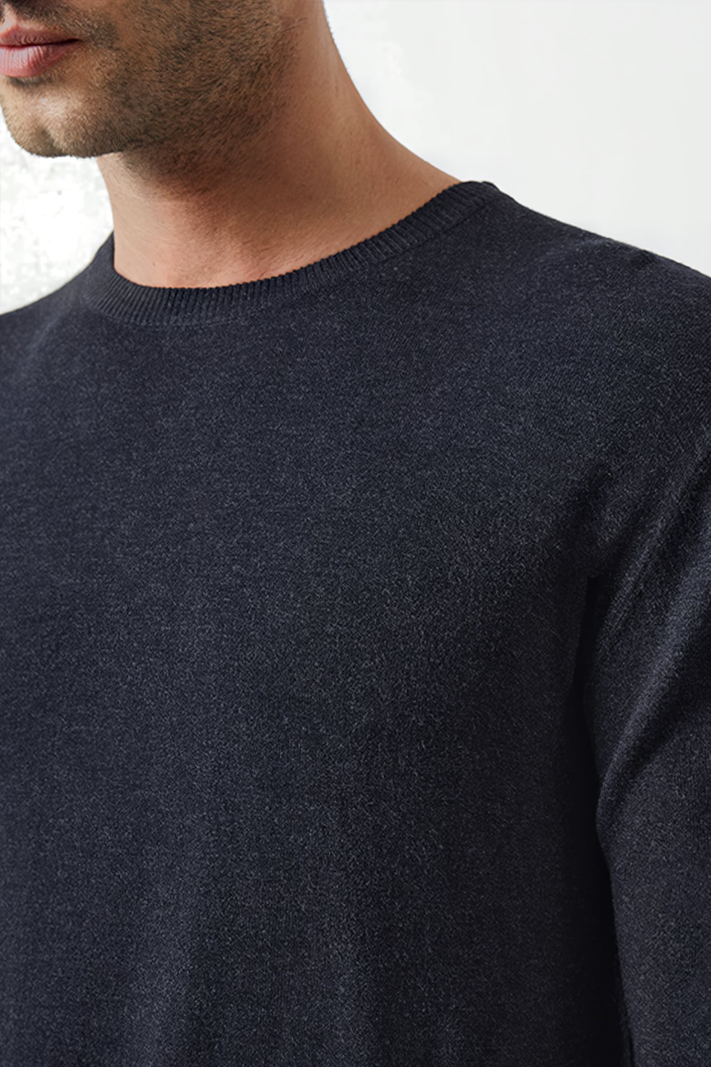 CREW NECK KNIT JUMPER CHARCOAL MEL 3
