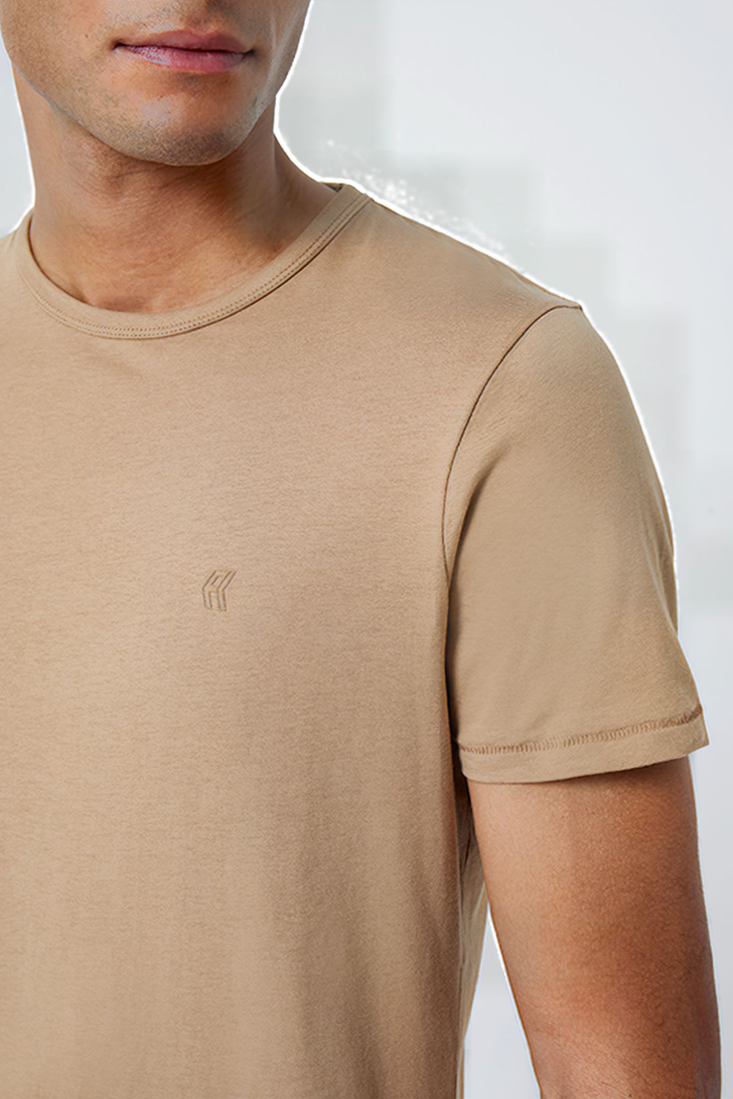 CREW NECK SHORT SLEEVE T-SHIRT CAMEL 4