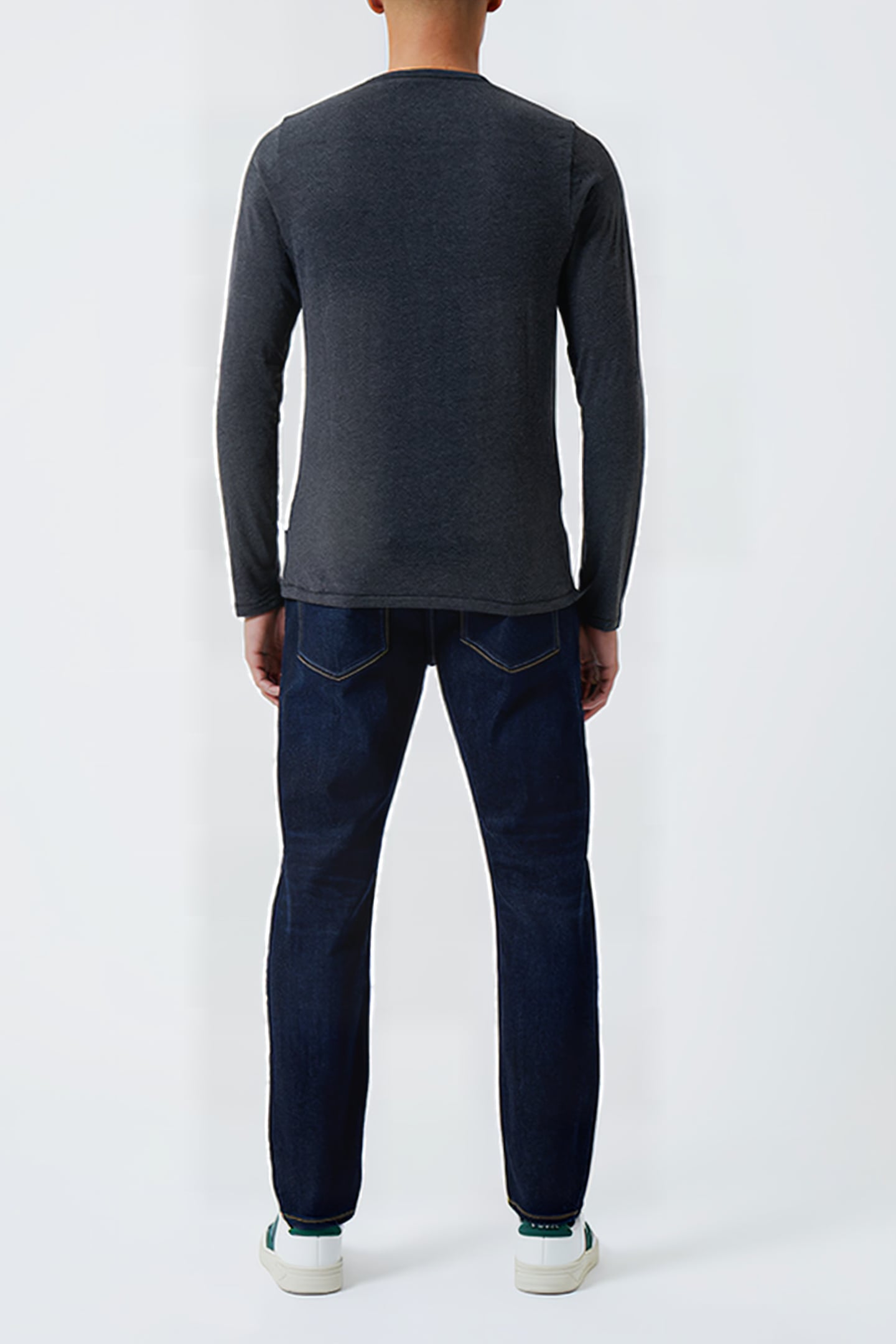 2 PACK LONG SLEEVE CREW T-SHIRT BLACK/CHARCOAL MEL 2