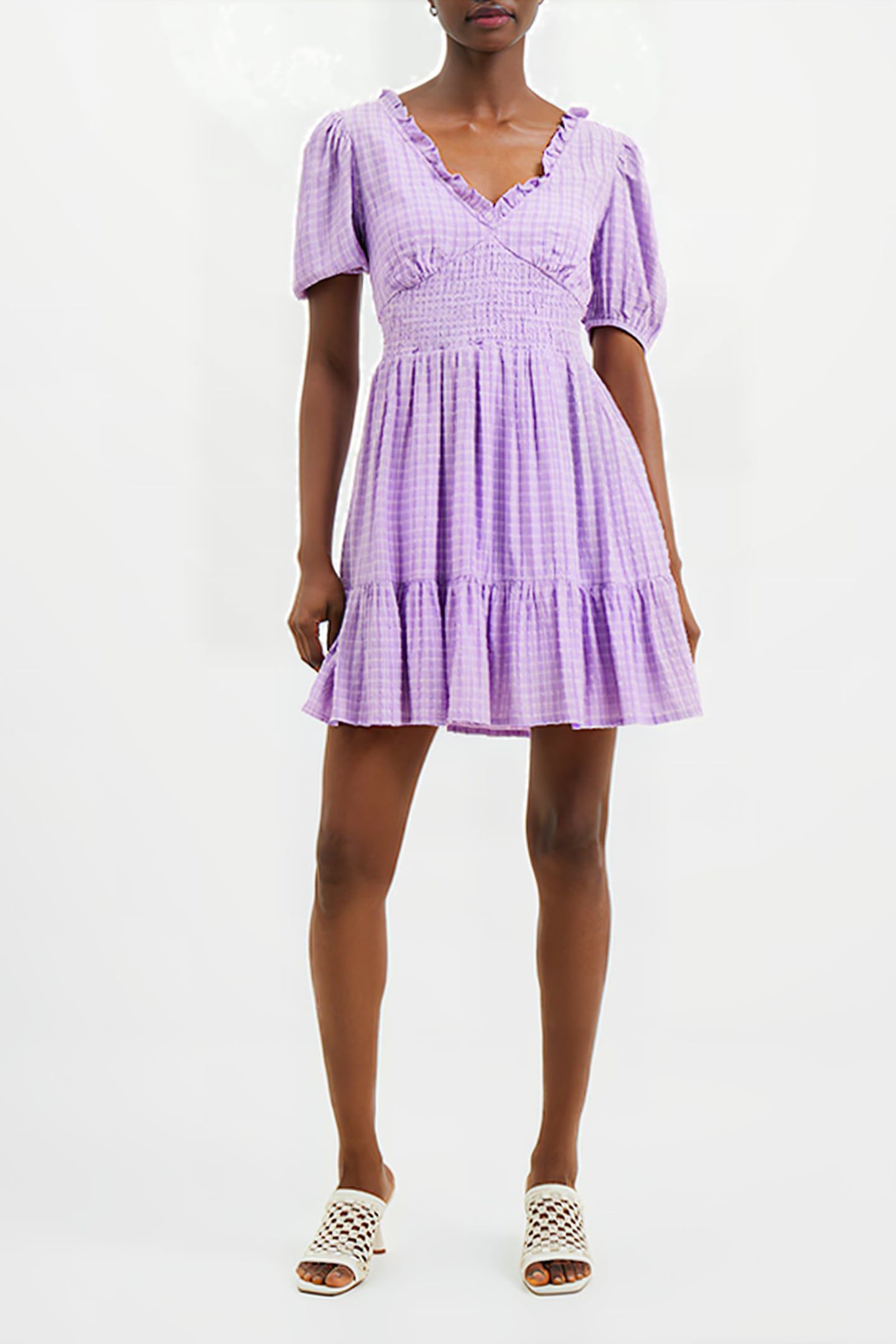 BIRCH PUFF SLEEVE DRESS SHEER LILAC 2