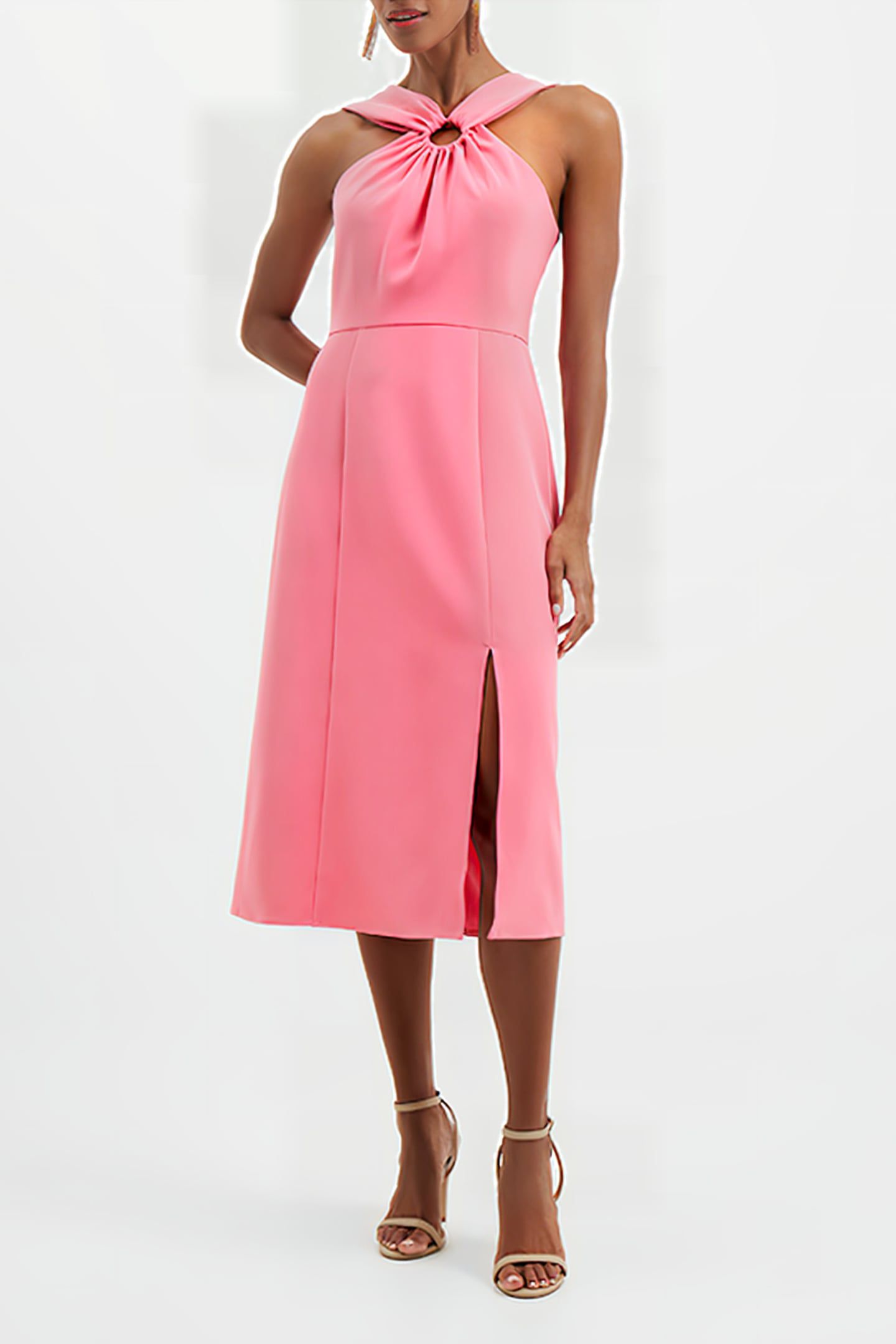 ECO CREPE RING HALTERNECK DRESS CAMELLIA ROSE 1