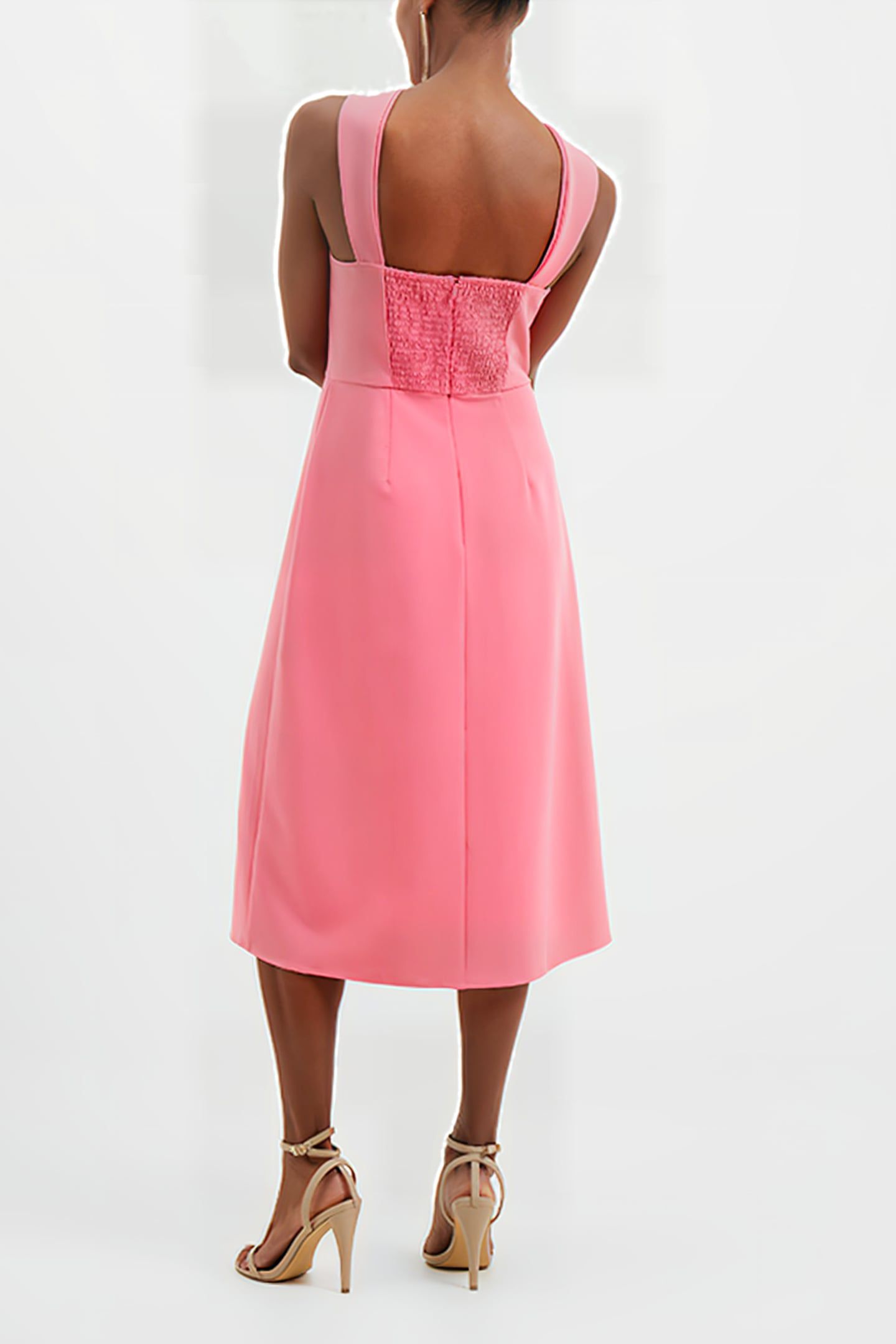 ECO CREPE RING HALTERNECK DRESS CAMELLIA ROSE 2