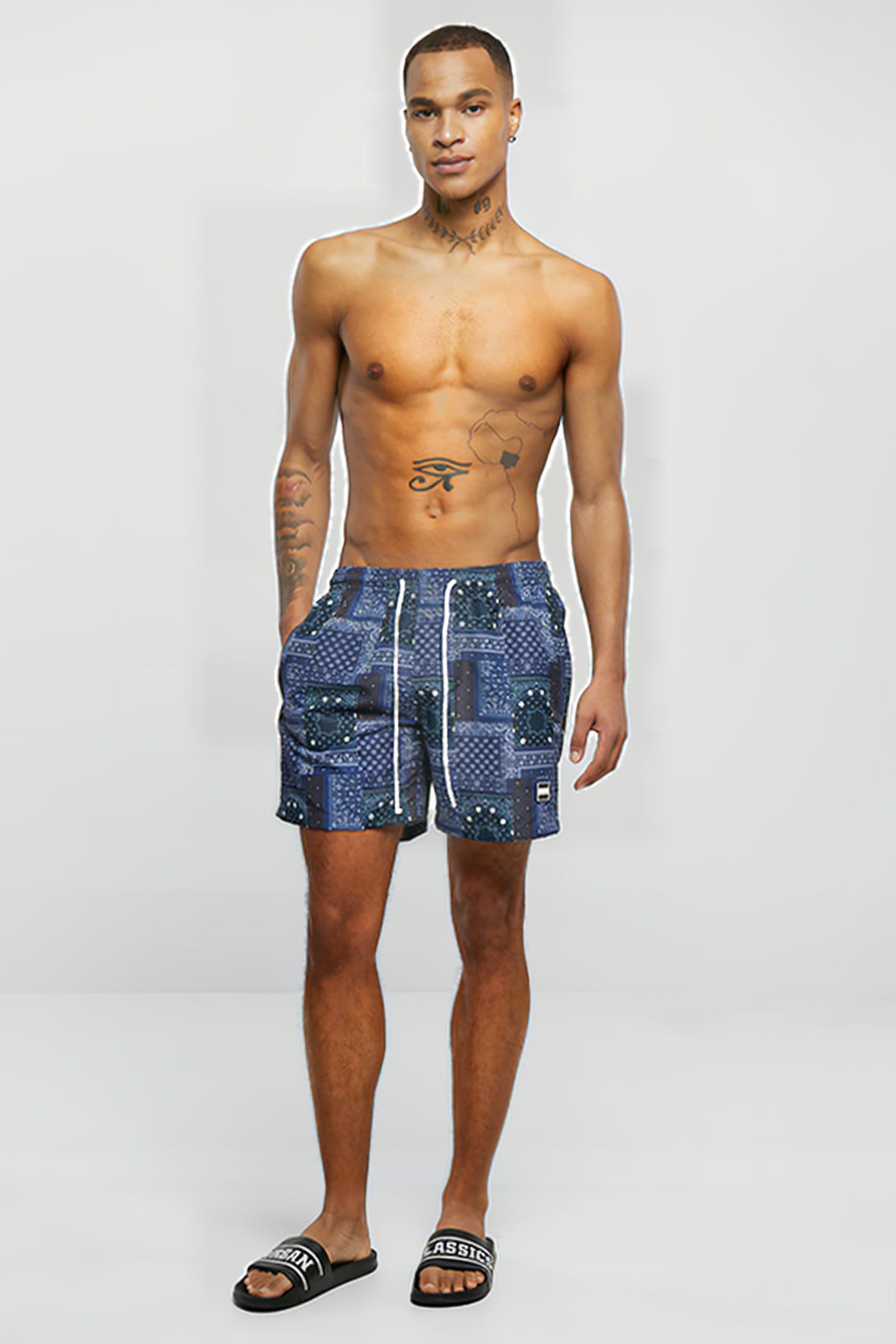 PATTERN SWIM SHORTS NAVY BANDANA AOP 3