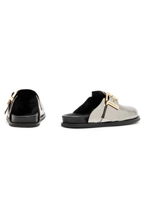 VENUS SHEARLING MULE MIRROR SILVER 4