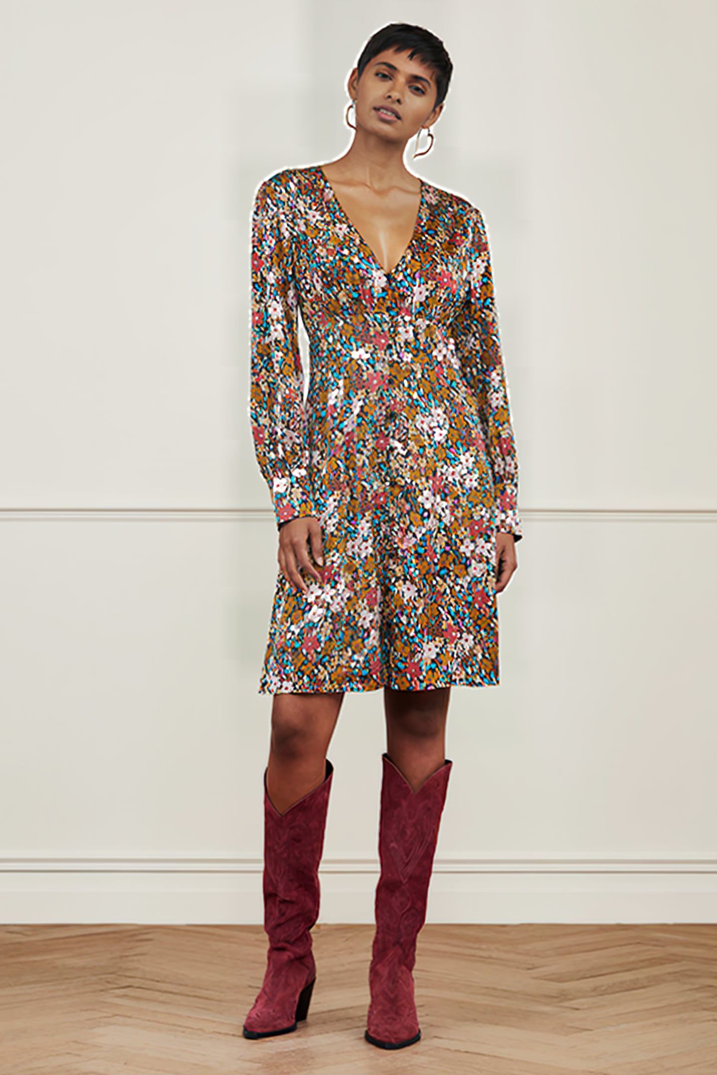 LYNN SHORT CATO DRESS BLACK/RA RA RASPBERR 1