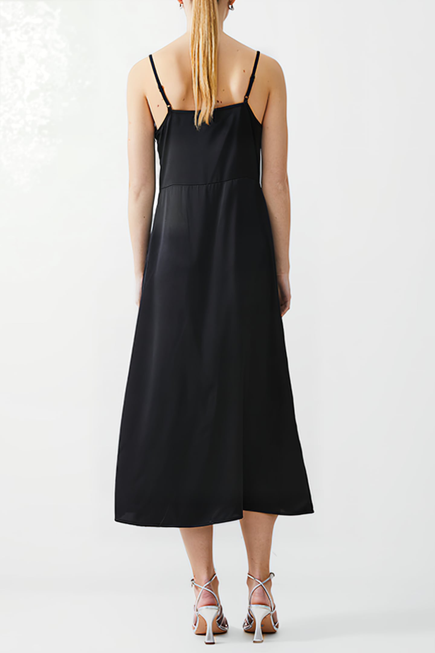 SATIN SLIP DRESS LONG BLACK 2